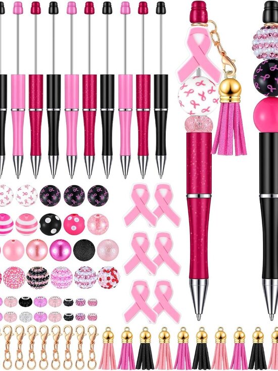 Other - 12 Pieces Beadable Pens Bulk with 50 Pcs Assorted Colors Beads Pens DIY Making K